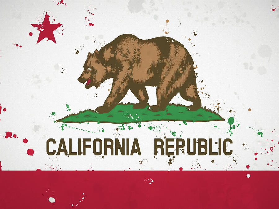 California State Flag Paint Splatter Painting by Dan Sproul