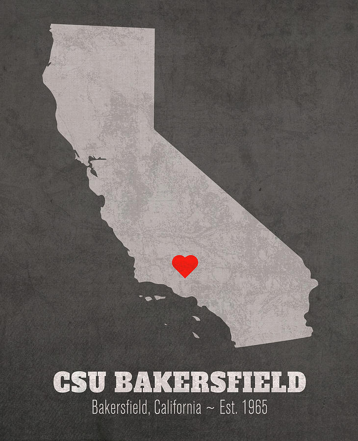 California State University Mixed Media - California State University Bakersfield California Founded Date Heart Map  by Design Turnpike