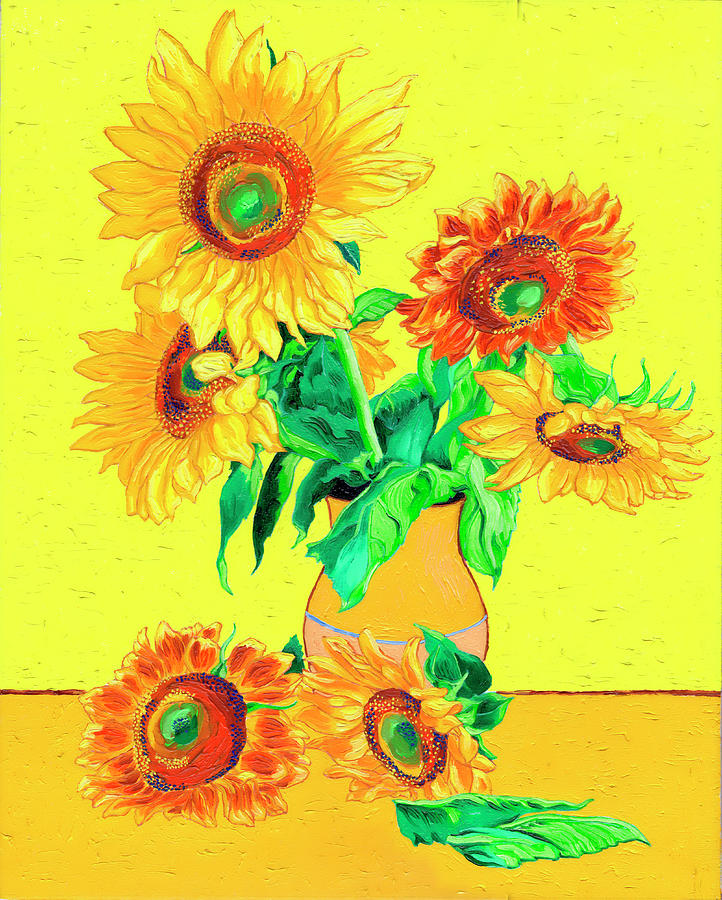 Vincent Van Gogh Painting - California Sunflowers by Xavier Francois Hussenet
