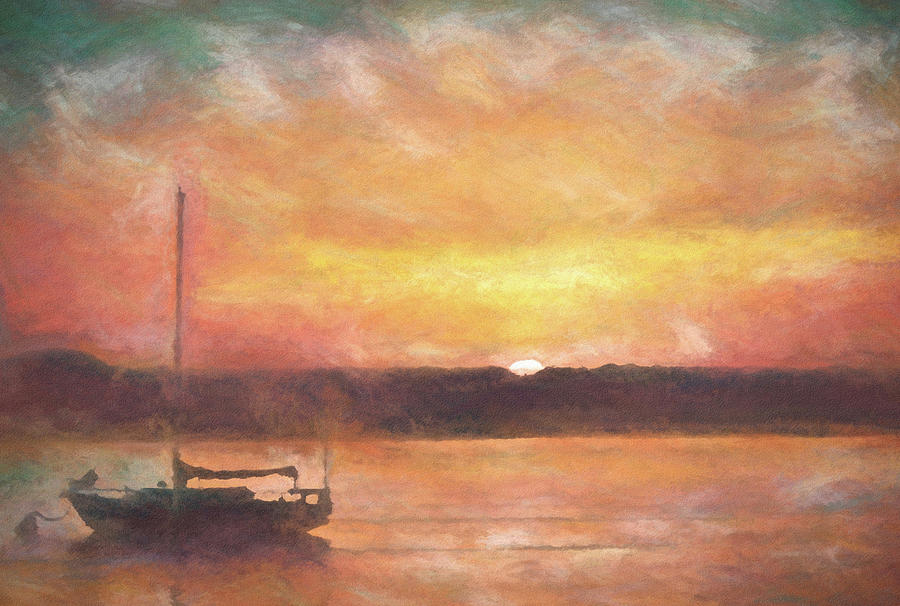 California Sunset Morro Bay Da Digital Art by Ernest Echols