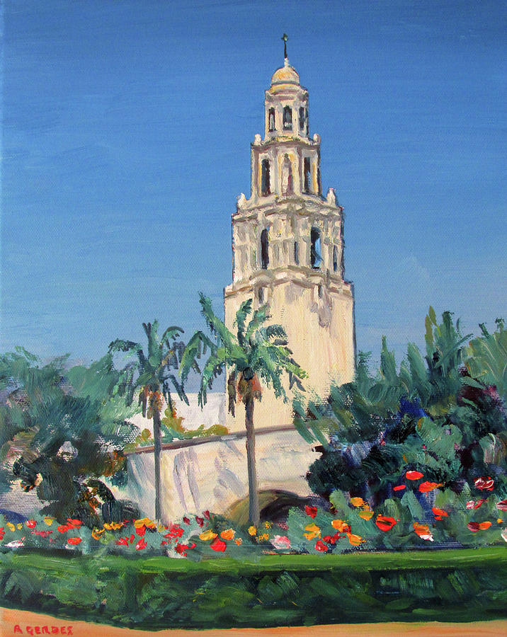 California Tower Springtime Painting by Robert Gerdes - Pixels