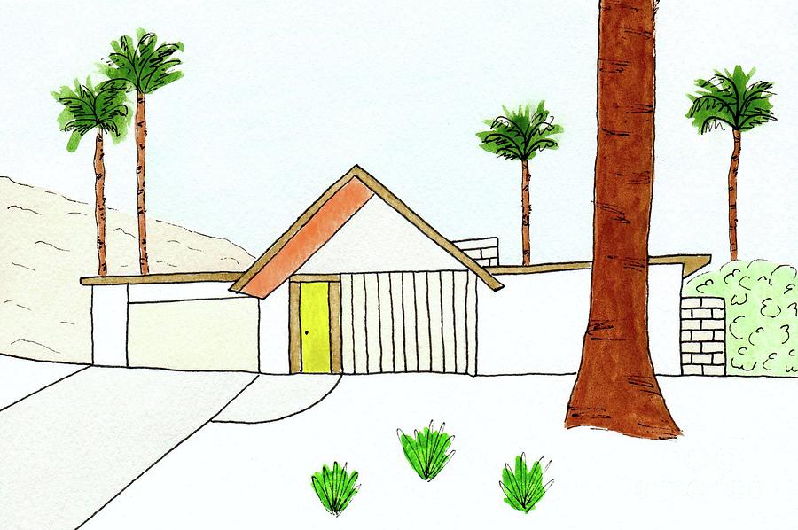 Californian Eichler House Exterior Painting by Donna Mibus