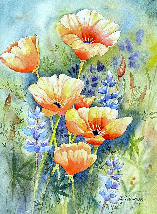 Californias Flowers Painting by Hilda Vandergriff