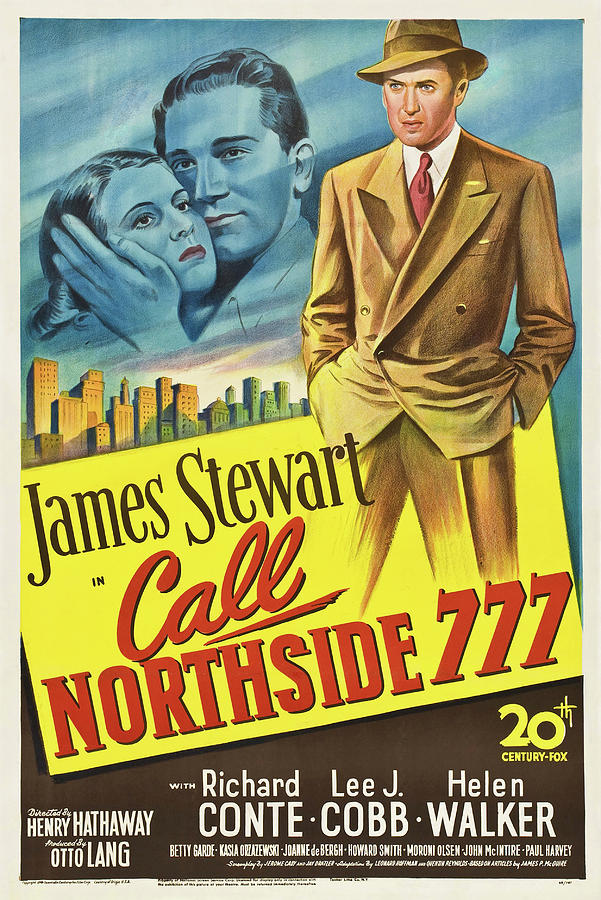 Call Northside 777, with James Stewart, 1948 Mixed Media by Movie World Posters