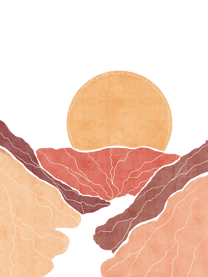 Call Of The Mountains - Minimal Modern - Terracotta Brown -  Contemporary Abstract - Landscape Digital Art