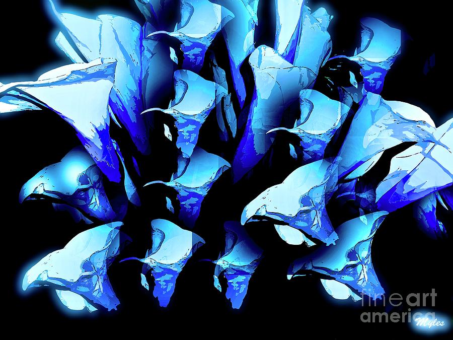 Calla Lily Blue and White Flower Painting by Saundra Myles