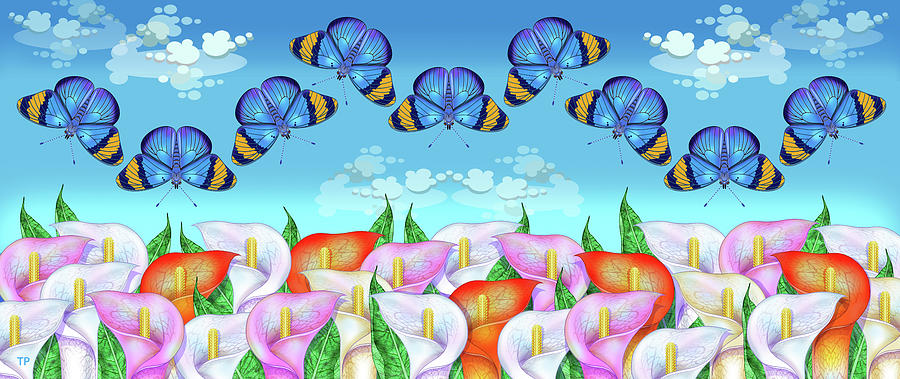  Calla Lily Butterfly Field Nature Panel Digital Art by Tim Phelps