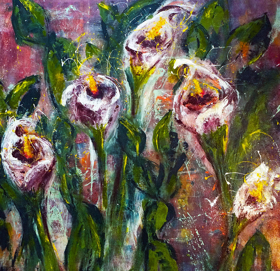Calla Lily Midnight Painting by Joanne Herrmann