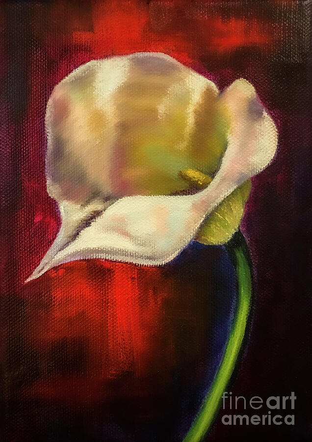 Calla Lily on Red Painting by Sherrell Rodgers