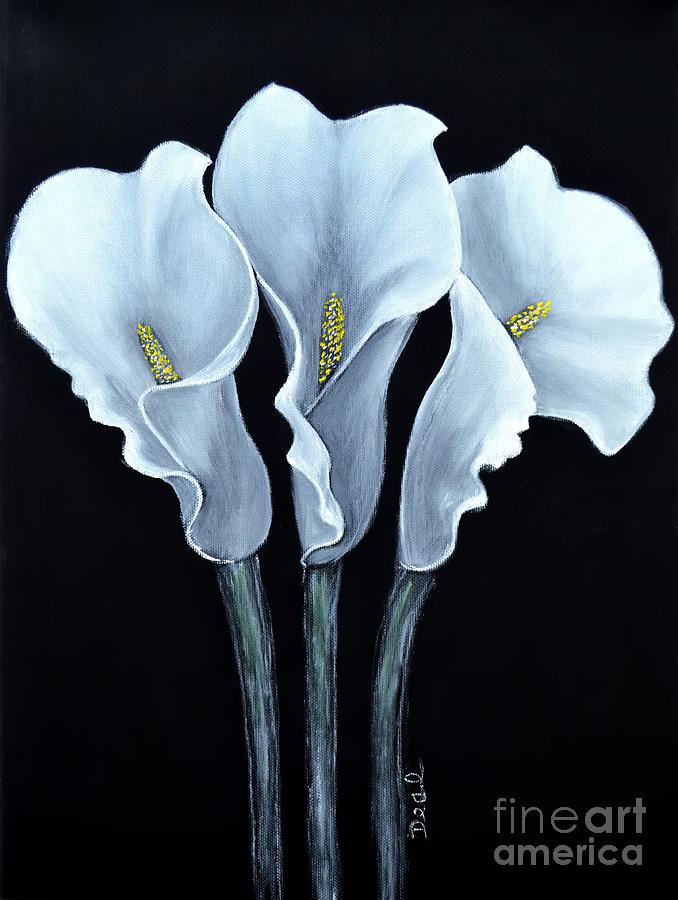 Calla Lily Trio - No 2 Painting by Mary Deal