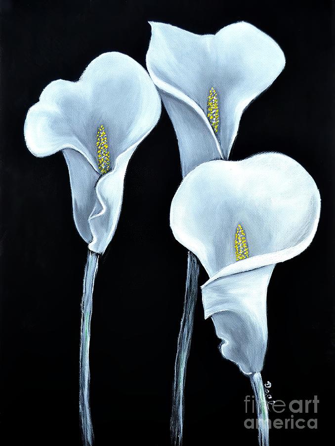 Calla Lily Trio - No 3 Painting by Mary Deal