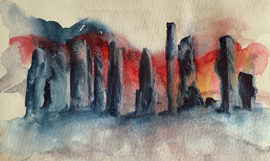 Callanish Stones at Sunset Painting by Christine Marie Rose