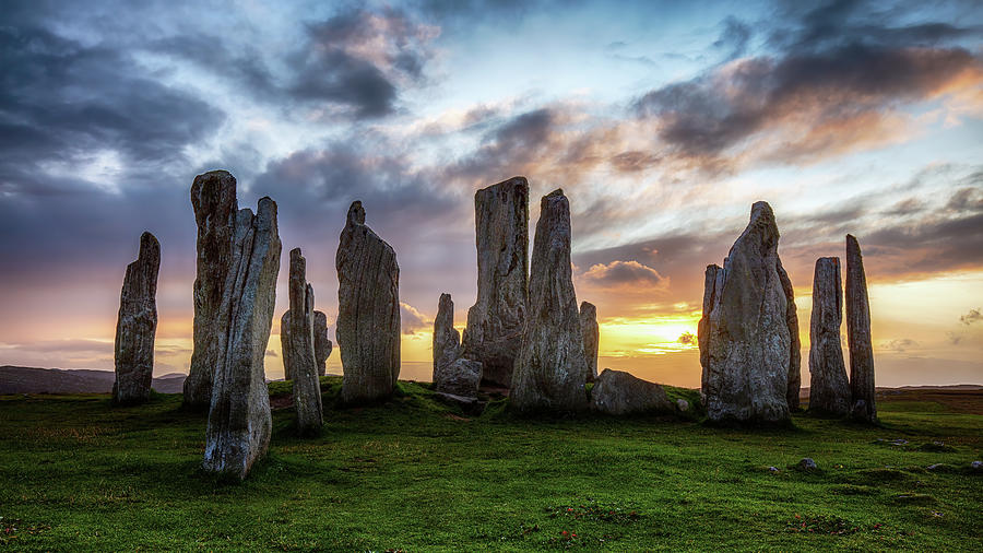 Callanish Stones Sunset - Isle of Lewis Photograph by Grant Glendinning
