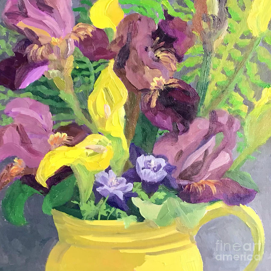 Callas and Iris Painting by Anne Marie Brown