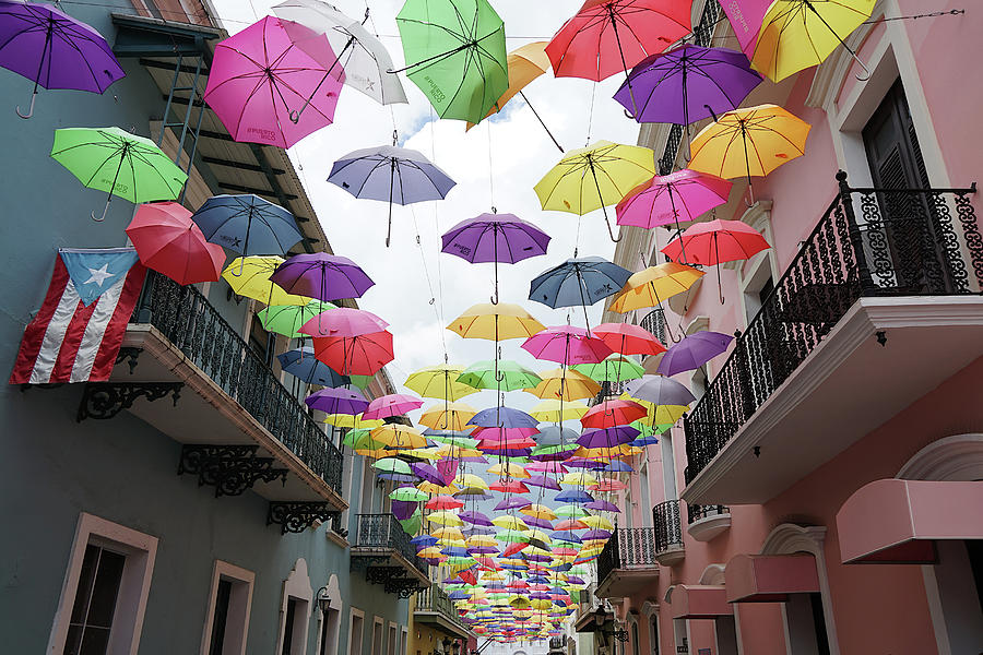 Calle de la Fortaleza - Umbrellas 2 Photograph by Richard Reeve