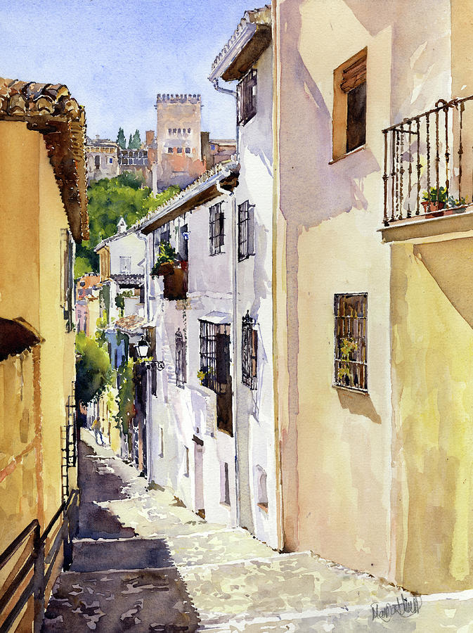 Calle Gumiel de San Jose Granada Painting by Margaret Merry