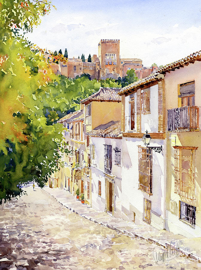 Calle Victoria, The Albaicin, Granada, Spain Painting by Margaret Merry
