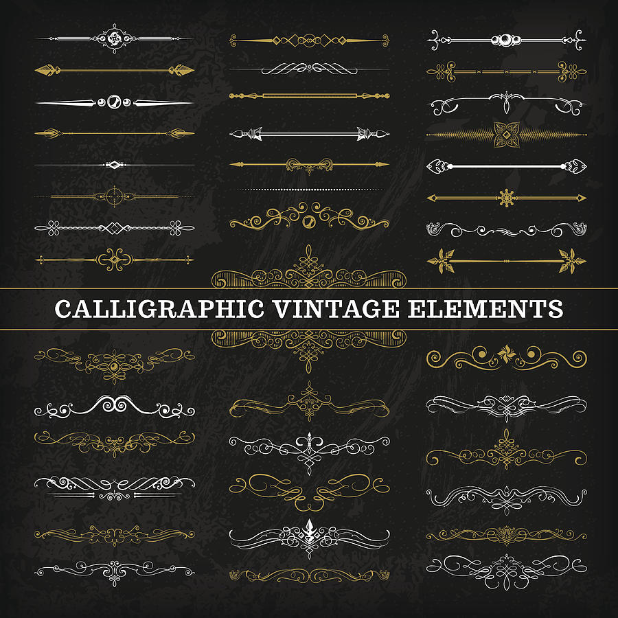 Calligraphic Chalkboard Elements Drawing by DavidGoh