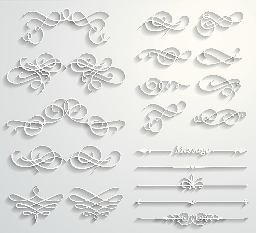 Calligraphic paper elements Drawing by Bgblue