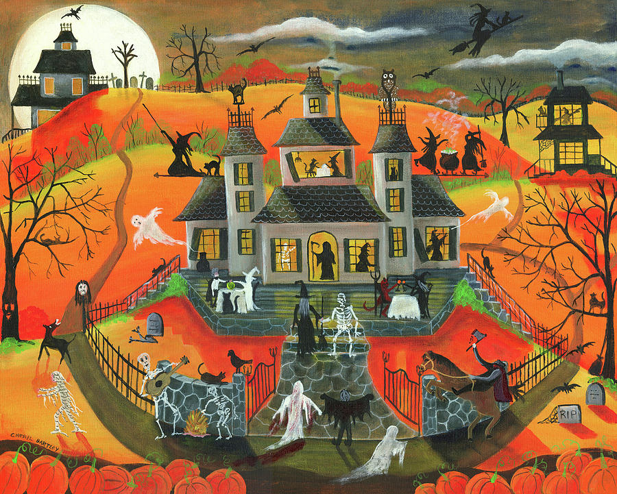 Calling All Spookables Halloween Painting by Cheryl Bartley | Fine Art ...