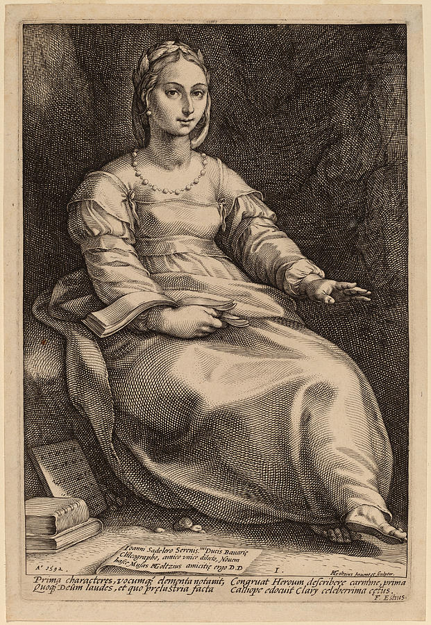 Calliope Drawing by Hendrik Goltzius