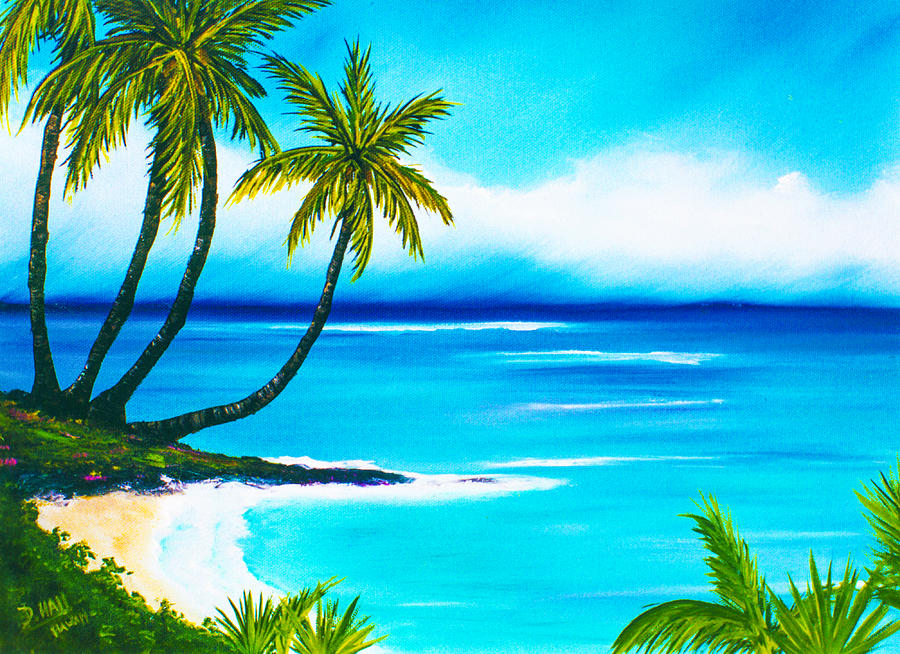 Beach Painting - Calm Bay #53 by Donald K Hall