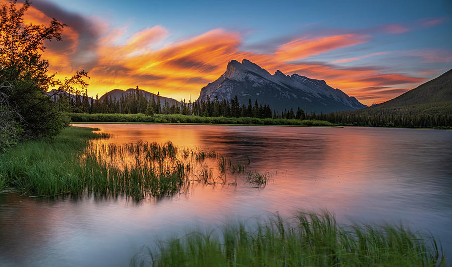 Calm Beginning on Vermillion Lakes Photograph by Jim Whetstone - Fine ...