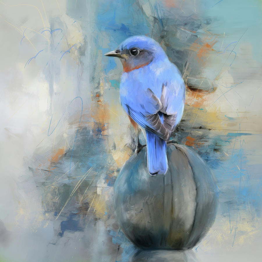 Calm In Chaos Bluebird Art Painting by Jai Johnson