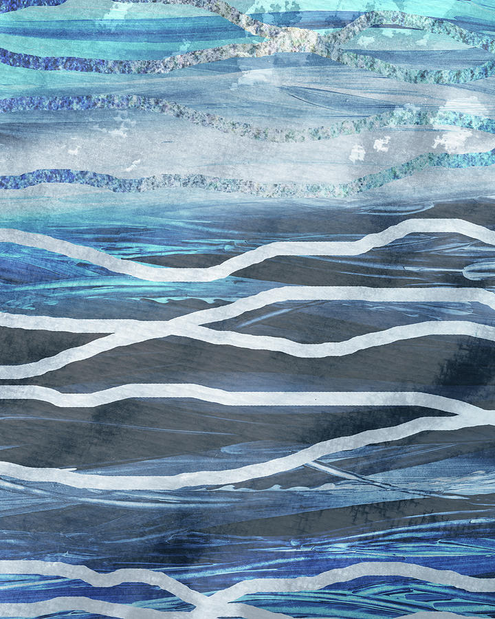 Calm Meditative Soft Relaxing Teal Blue Turquoise Ocean Waves Beach Art I Painting by Irina Sztukowski