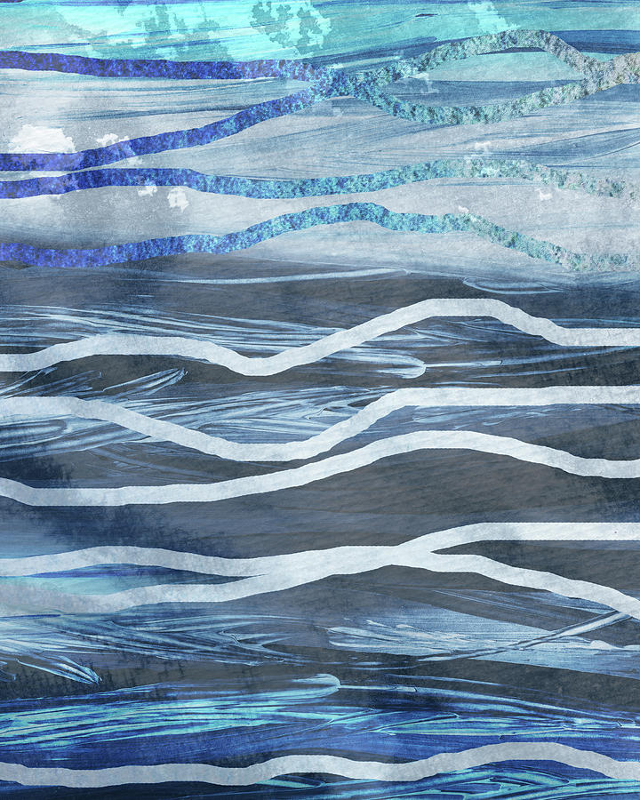 Calm Meditative Soft Relaxing Teal Blue Turquoise Ocean Waves Beach Art II Painting by Irina Sztukowski