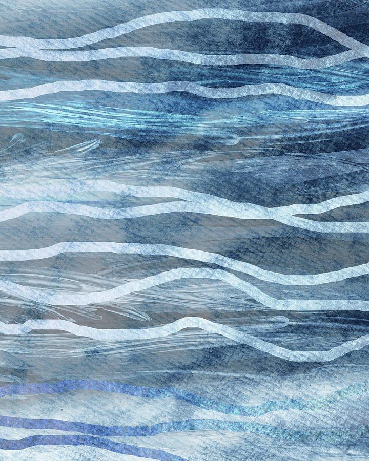 Calm Meditative Soft Relaxing Teal Blue Turquoise Ocean Waves Beach Art III Painting by Irina Sztukowski