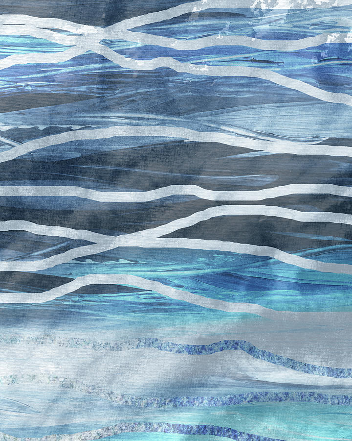 Calm Meditative Soft Relaxing Teal Blue Turquoise Ocean Waves Beach Art IV Painting by Irina Sztukowski