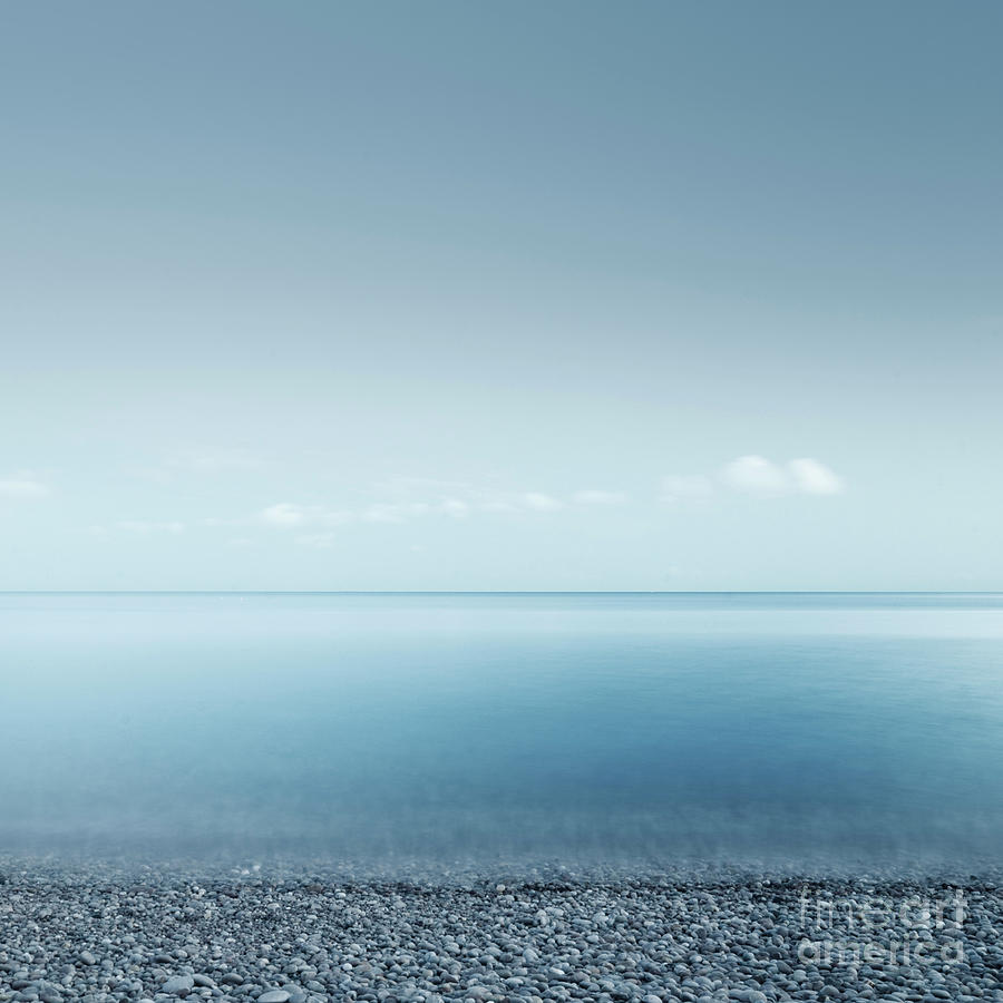 Pebbles Photograph - Calm Seas, East Devon by Justin Foulkes