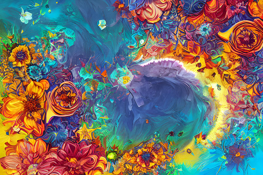 Calming And Energizing Floral Abstract Digital Art
