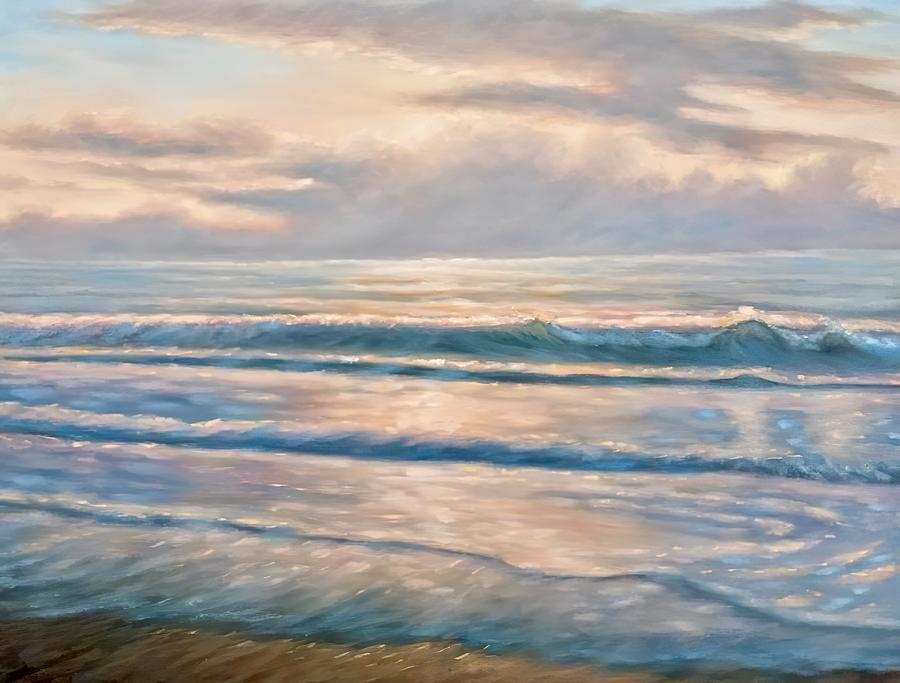 Calming Beach Sunset Painting by Joseph Cantin - Fine Art America