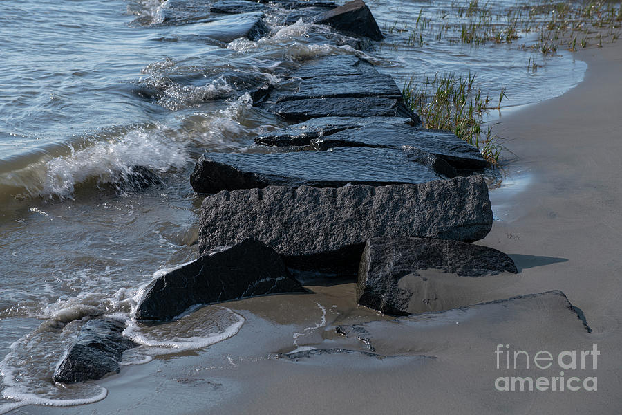 Beach Photograph - Calming Sounds of Waves Crashing on the Rocks by Dale Powell