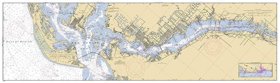 Map Digital Art - Caloosahatchee River including Cape Coral and Fort Myers, NOAA Chart 11427_1 by Nautical Chartworks