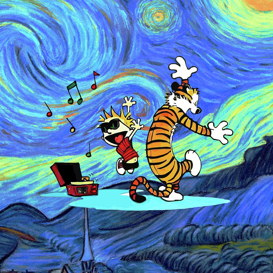 Calvin And Hobbes Dancing Digital Art By Mathew D Jensen Pixels