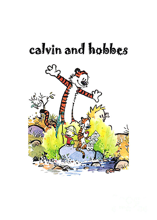 Calvin And Hobbes Funny Cartoon Digital Art by Tarta Spacex