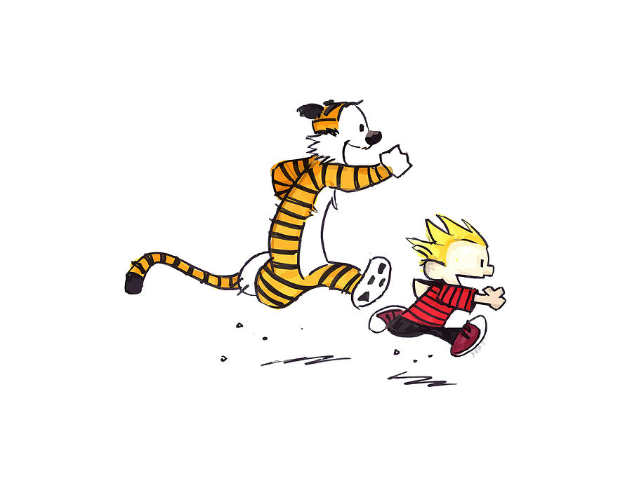 Calvin And Hobbes Run Digital Art by Joanne J Kalb