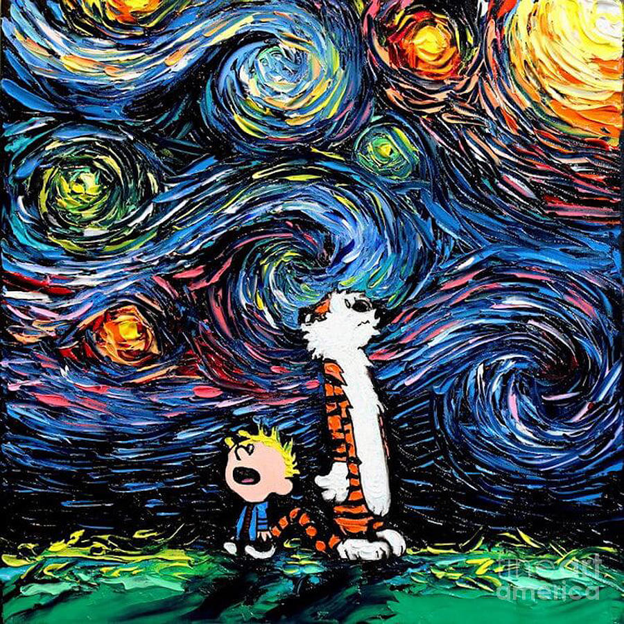 Calvin hobbes starry night Digital Art by Tanjung Sari - Fine Art America