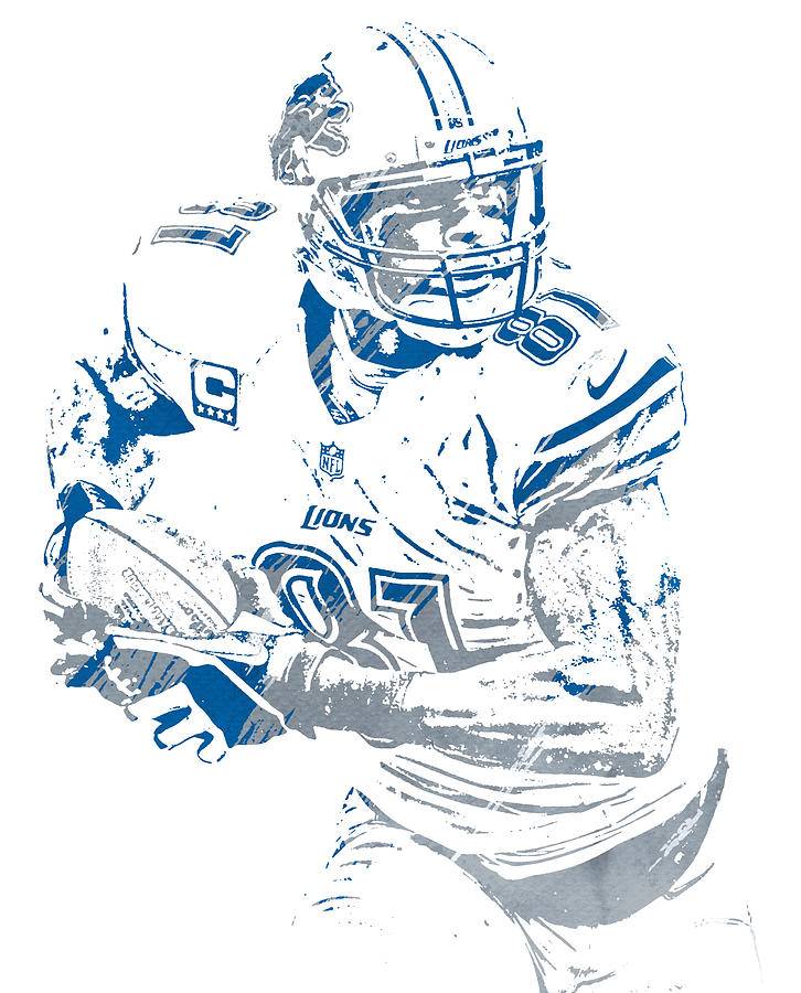 Calvin Johnson Detroit Lions Watercolor Strokes Pixel Art 100 Mixed Media  by Joe Hamilton - Pixels