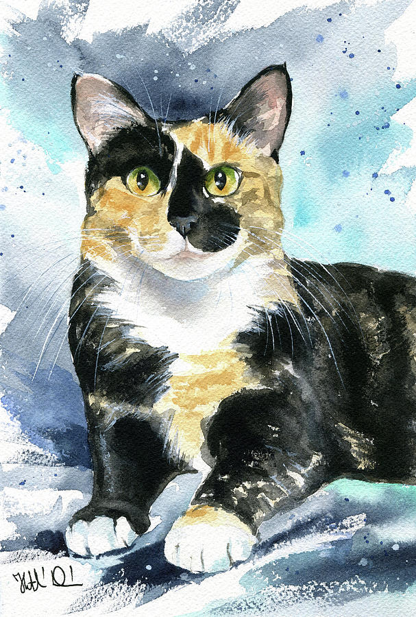 Calypso Calico Cat Painting Painting by Dora Hathazi Mendes