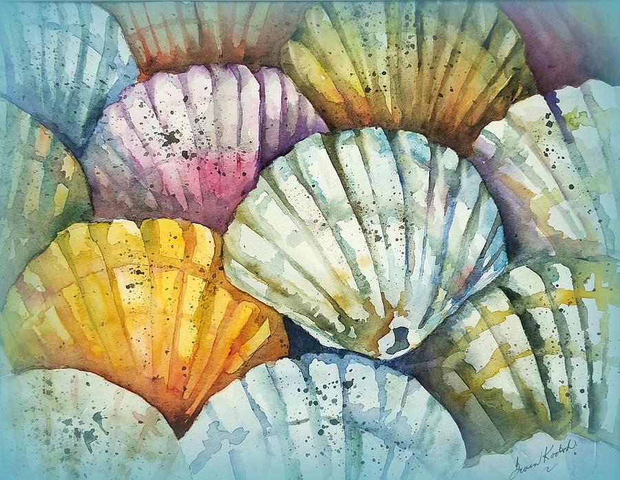Shell Painting - Calypso Scallops by Gwen Kodad