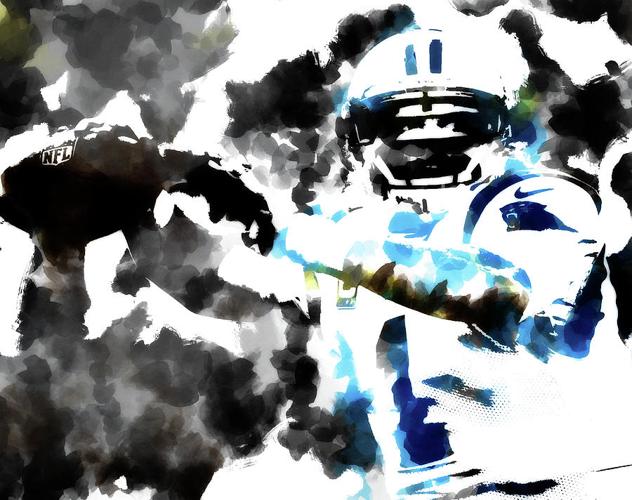 Cam Newton in the Pocket.  Mixed Media by Brian Reaves