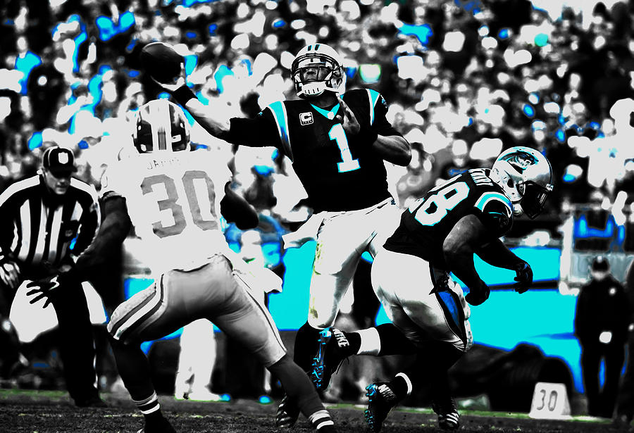 Cam Newton Letting it Fly Mixed Media by Brian Reaves