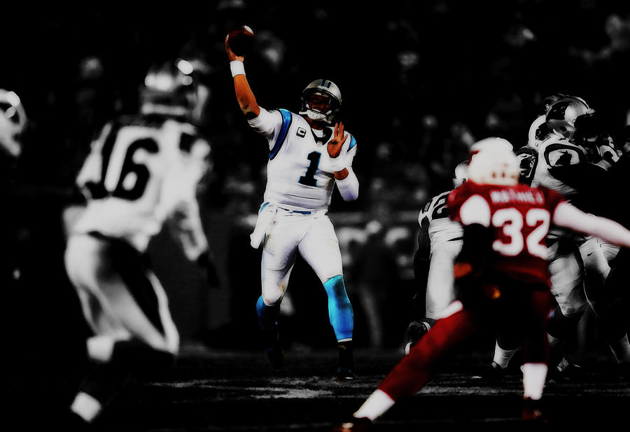 Tim Tebow Mixed Media - Cam Newton on Target by Brian Reaves