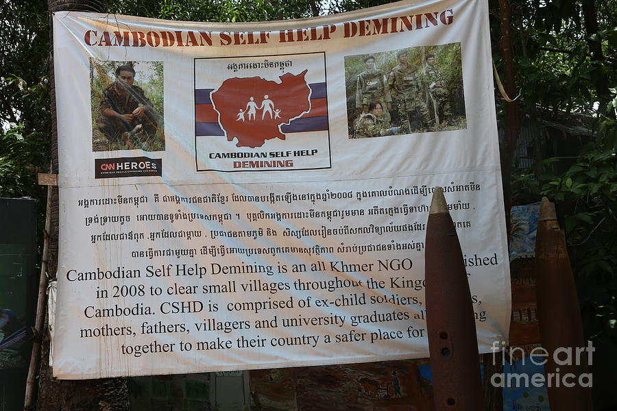 Cambodian Self Help Demining Sign  Photograph by Chuck Kuhn