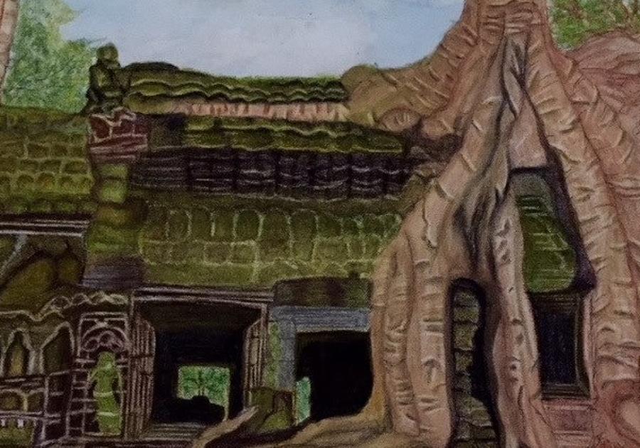 Cambodian temple Pastel by Lakshmi Rajagopal Cambodian temple Pastel by Lakshmi Rajagopal