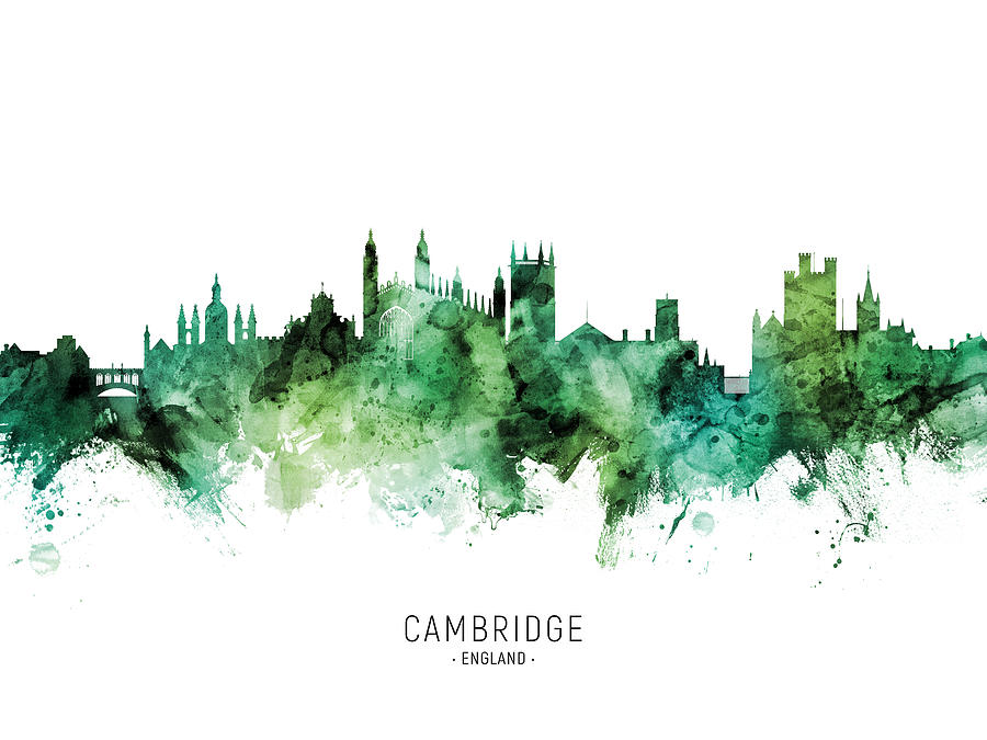 Cambridge Digital Art - Cambridge England Skyline #17 by Michael Tompsett